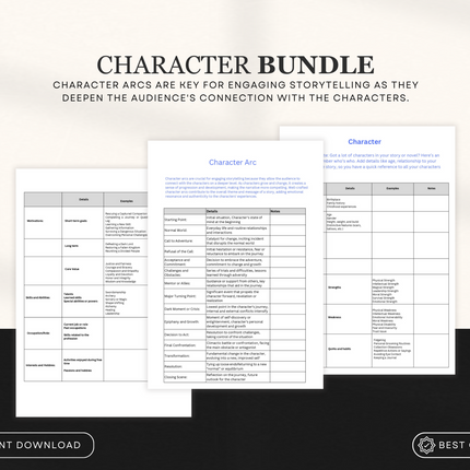 Unlimited Character Planner  includes Character Arc and Character Profile