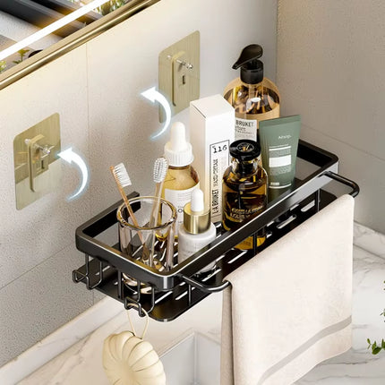 Bathroom Storage Rack, Diamond Free Wall Mounted Shampoo Bottle, Shower Corner Rack, Aluminum Bathroom Kitchen Accessories