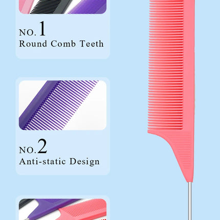 Pro Pointed Tail Hair Comb – Anti-Static Steel Needle Styling Comb