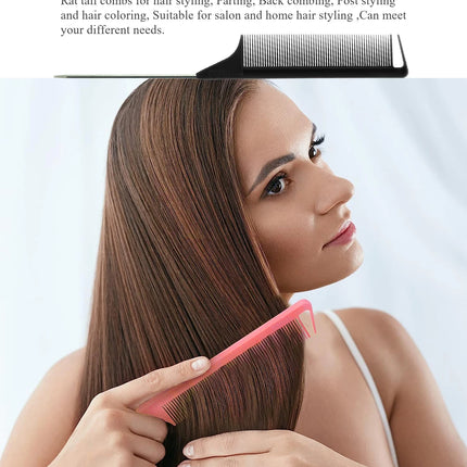 Pro Pointed Tail Hair Comb – Anti-Static Steel Needle Styling Comb