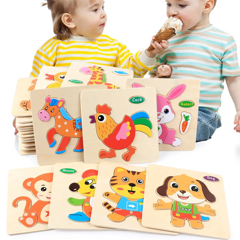 Baby 3D Wooden Animal Puzzle for Kids