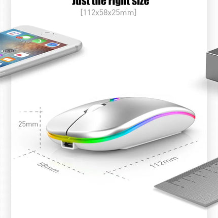 Rechargeable Wireless Silent Mouse – Dual Mode Bluetooth & 2.4GHz
