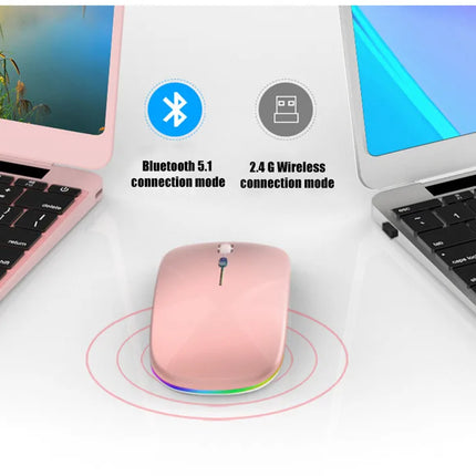 Rechargeable Wireless Silent Mouse – Dual Mode Bluetooth & 2.4GHz