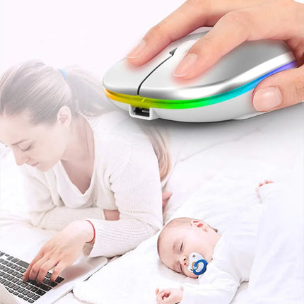 Rechargeable Wireless Silent Mouse – Dual Mode Bluetooth & 2.4GHz