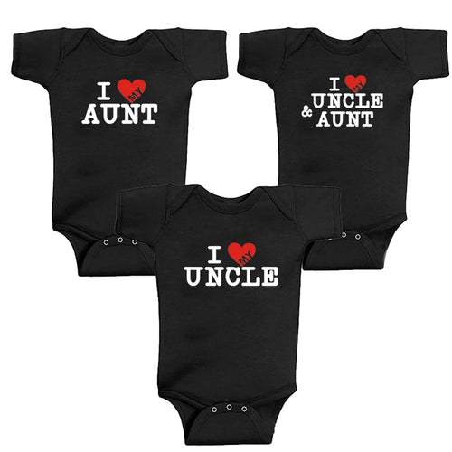 'I Love Uncle & Aunt' Cotton Baby Romper