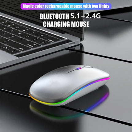 Rechargeable Wireless Silent Mouse – Dual Mode Bluetooth & 2.4GHz