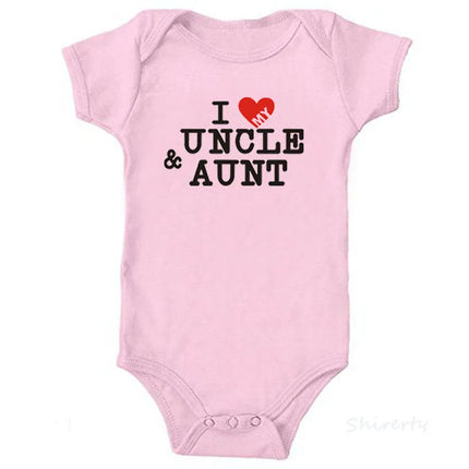 'I Love Uncle & Aunt' Cotton Baby Romper