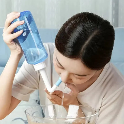 Nasal Wash Bottle 300ml – Manual Saline Nasal Rinse for Adults & Children