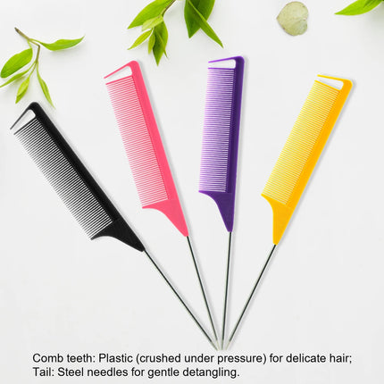 Pro Pointed Tail Hair Comb – Anti-Static Steel Needle Styling Comb
