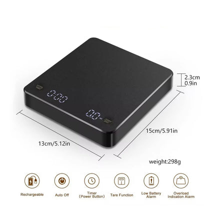 Coffee Scale Nano Coffee Scale with Timer Espresso Scale with Auto Peel Touch Sensor and Silicone Lid