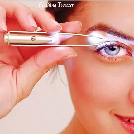LED Light Eyebrow Tweezers – Precision Stainless Steel Hair Remover