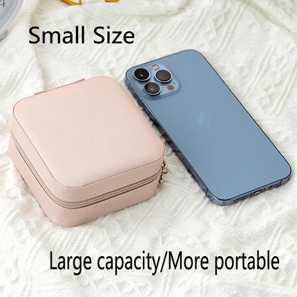 Travel Jewelry Storage Box – PU Leather Single-Layer Zipper Case