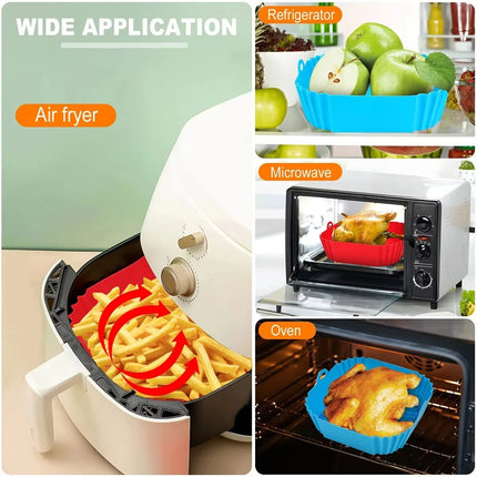 Silicone Air Fryer Pot Tray Food Safe Reusable Square
