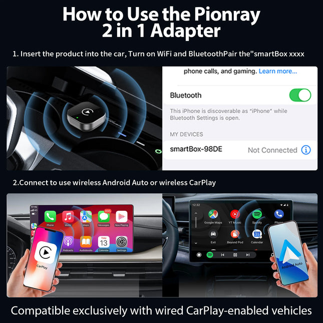 2 in 1 Wireless CarPlay Adapter & Android