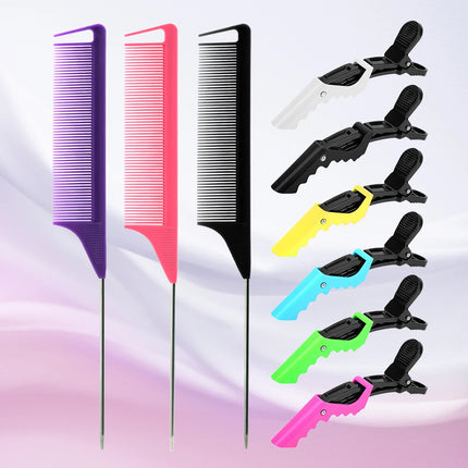 Pro Pointed Tail Hair Comb – Anti-Static Steel Needle Styling Comb