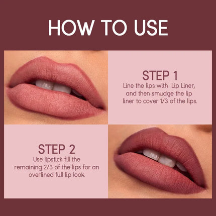USHAS 12-Color Lipstick Set – Matte Nude & Red Lip Liner Combo