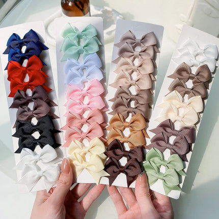 Kids Bow Hair Clips – 10PCS Cute Solid Color Hairgrips for Girls