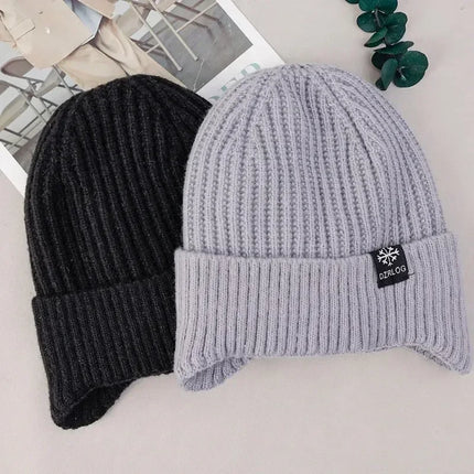 Winter Knitted Plush Hat with Ear Protection – Warm Casual Beanie
