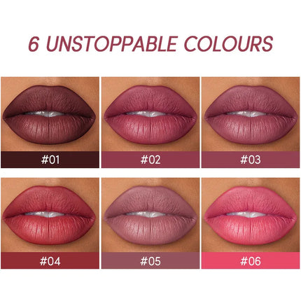 USHAS 12-Color Lipstick Set – Matte Nude & Red Lip Liner Combo