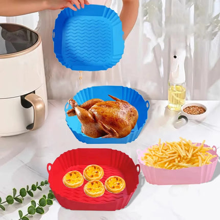 Silicone Air Fryer Pot Tray Food Safe Reusable Square