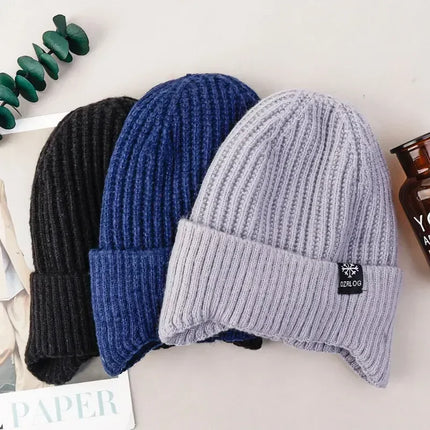 Winter Knitted Plush Hat with Ear Protection – Warm Casual Beanie