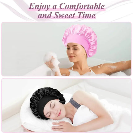 Silk Satin Hair Bonnet – Soft Sleep Cap with Wide Elastic Band