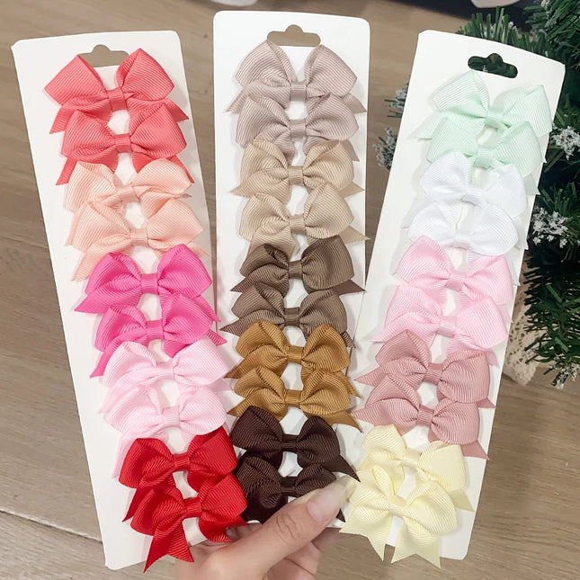 Kids Bow Hair Clips – 10PCS Cute Solid Color Hairgrips for Girls