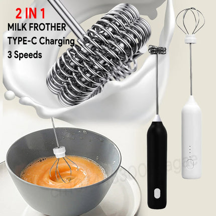 Milk Whisk • Egg Beater • USB Rechargeable • 3 Speeds