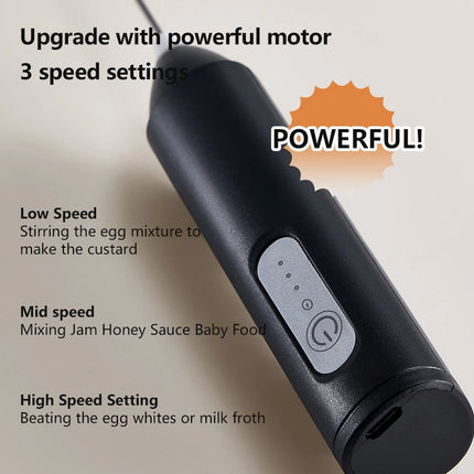 Milk Whisk • Egg Beater • USB Rechargeable • 3 Speeds