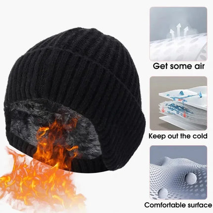 Winter Knitted Plush Hat with Ear Protection – Warm Casual Beanie