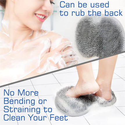 Shower Foot Scrubber & Back Washer Brush – Wall Mounted Exfoliating Shower Pad