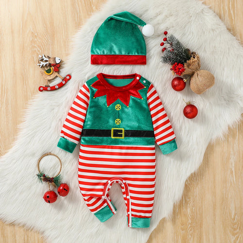 2PCS Christmas Baby Jumpsuit & Hat