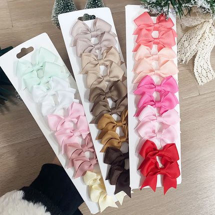 Kids Bow Hair Clips – 10PCS Cute Solid Color Hairgrips for Girls
