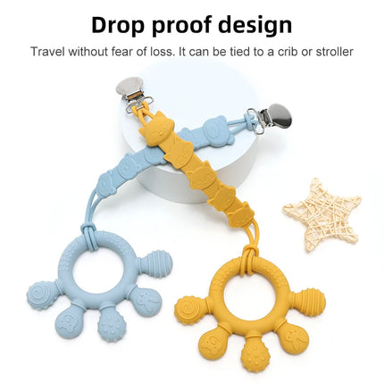 Silicone Baby Ring Teether – Multicolor Sensory Gum Relief Toy
