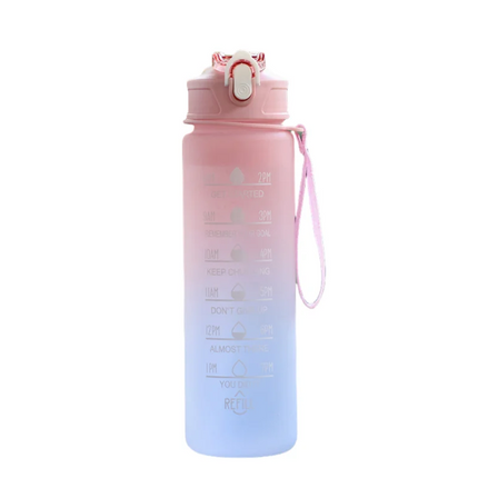 Sports Water Bottle with Time Marker – Leak-Proof Straw Hydration Bottle