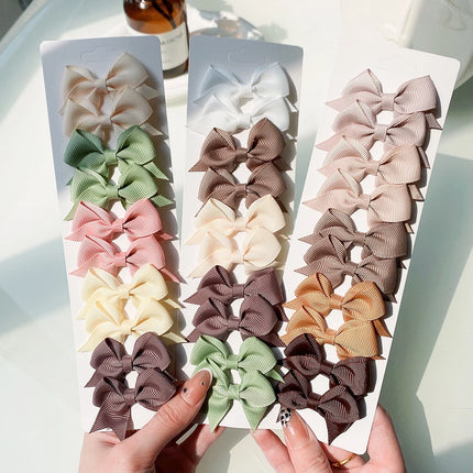 Kids Bow Hair Clips – 10PCS Cute Solid Color Hairgrips for Girls