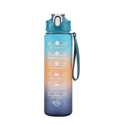 Sports Water Bottle with Time Marker – Leak-Proof Straw Hydration Bottle