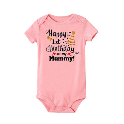 Happy 1st Birthday As My Mummy Baby Bodysuit – Short Sleeve  for Newborns & Toddlers