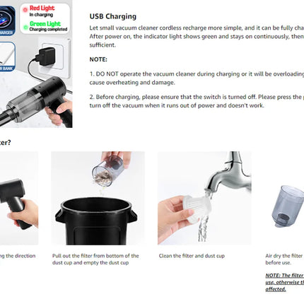 Portable Handheld Vacuum Cleaner – Cordless 5-in-1 Mini Car & Home Vacuum