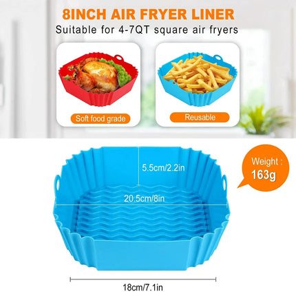 Silicone Air Fryer Pot Tray Food Safe Reusable Square