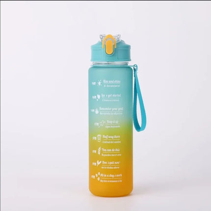 Sports Water Bottle with Time Marker – Leak-Proof Straw Hydration Bottle