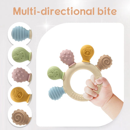 Silicone Baby Ring Teether – Multicolor Sensory Gum Relief Toy