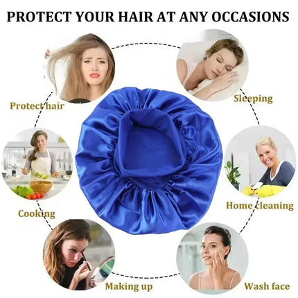 Silk Satin Hair Bonnet – Soft Sleep Cap with Wide Elastic Band