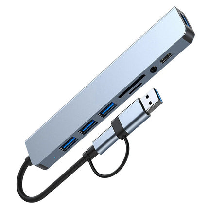 8-in-2 USB-C Hub Docking Station – USB 3.0, Audio & SD Reader
