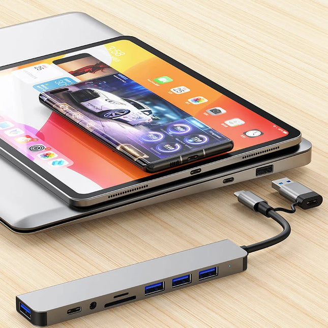 8-in-2 USB-C Hub Docking Station – USB 3.0, Audio & SD Reader