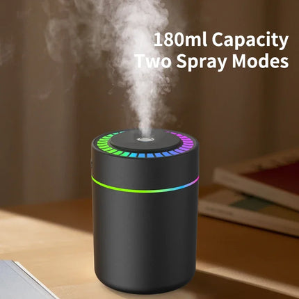 Mini Air Humidifier & Aroma Diffuser – 180ml USB with Night Light