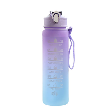 Sports Water Bottle with Time Marker – Leak-Proof Straw Hydration Bottle