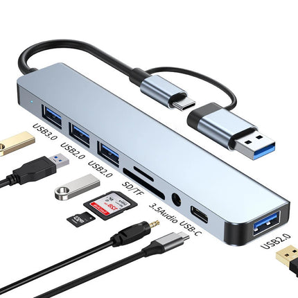 8-in-2 USB-C Hub Docking Station – USB 3.0, Audio & SD Reader