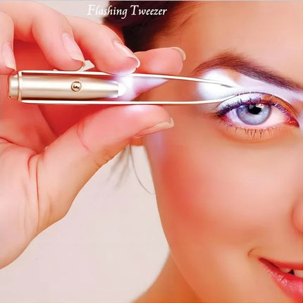 LED Light Eyebrow Tweezers – Precision Stainless Steel Hair Remover