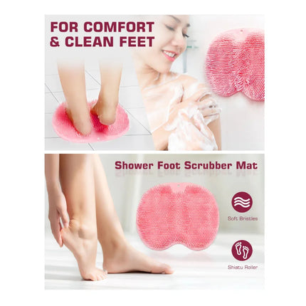 Shower Foot Scrubber & Back Washer Brush – Wall Mounted Exfoliating Shower Pad